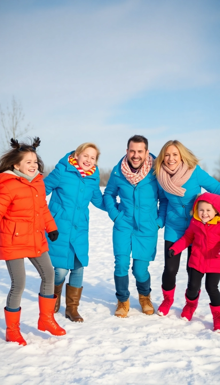 14 Family Winter Photoshoot Outfits That'll Make Your Holiday Cards Stand Out! - 12. Bright and Bold Colors