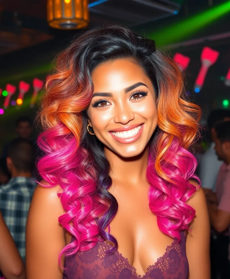 14 Glamorous Lace Frontal Hairstyles for Special Events That Will Wow Everyone (Don't Miss #3!) - 9. Colorful Ombre Curls