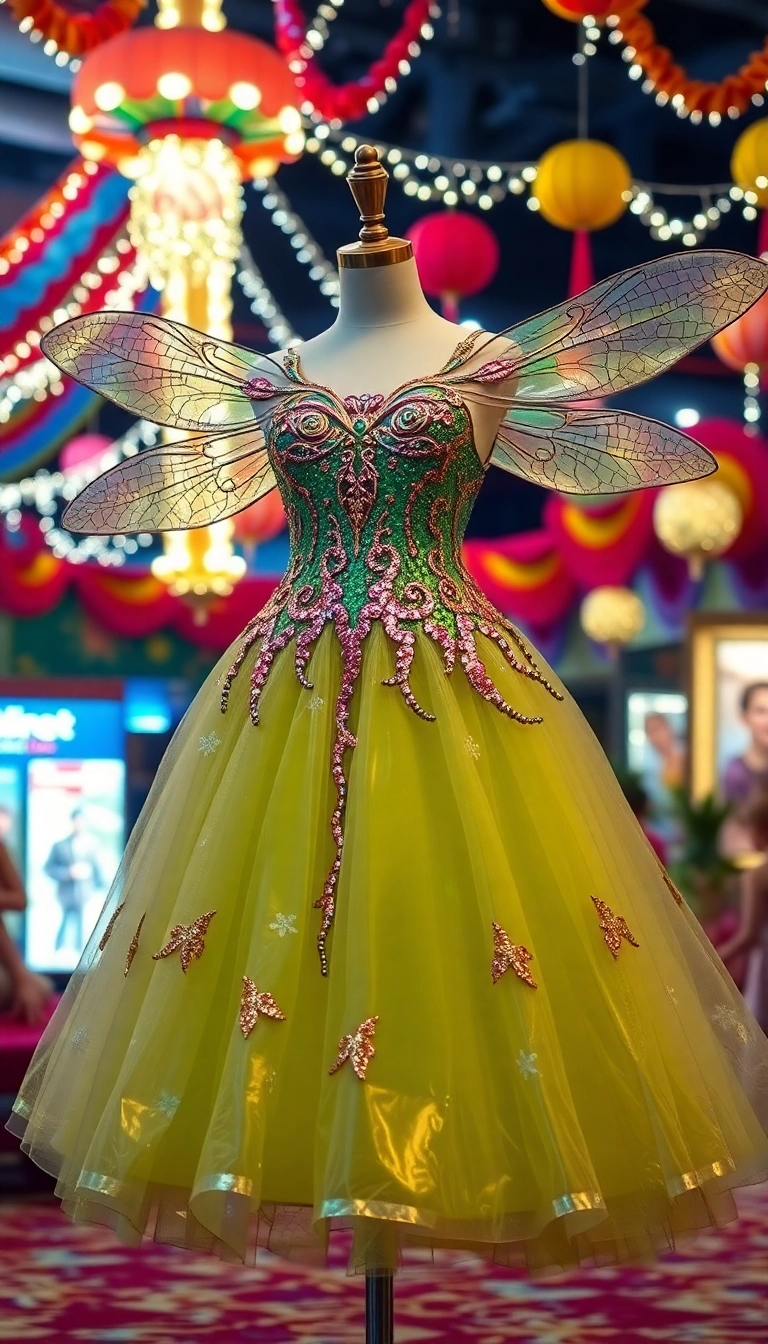 14 Eye-Catching Carnival Festival Dresses That Will Turn Heads All Day! - 13. Dazzling Dragonfly Dress