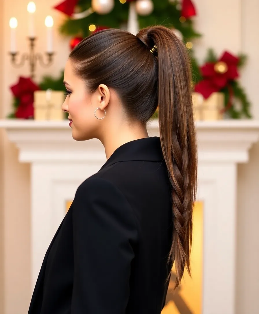 18 Quick and Easy Holiday Hairstyles Perfect for Last-Minute Parties! - 17. Sleek Braided Ponytail