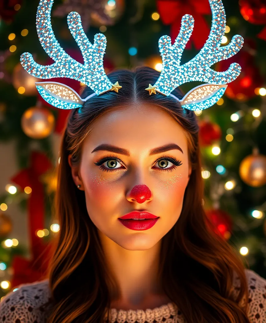 12 Creative Rudolph Makeup Looks That Will Steal the Show (Get Ready for Compliments!) - 2. Glittery Rudolph Glam