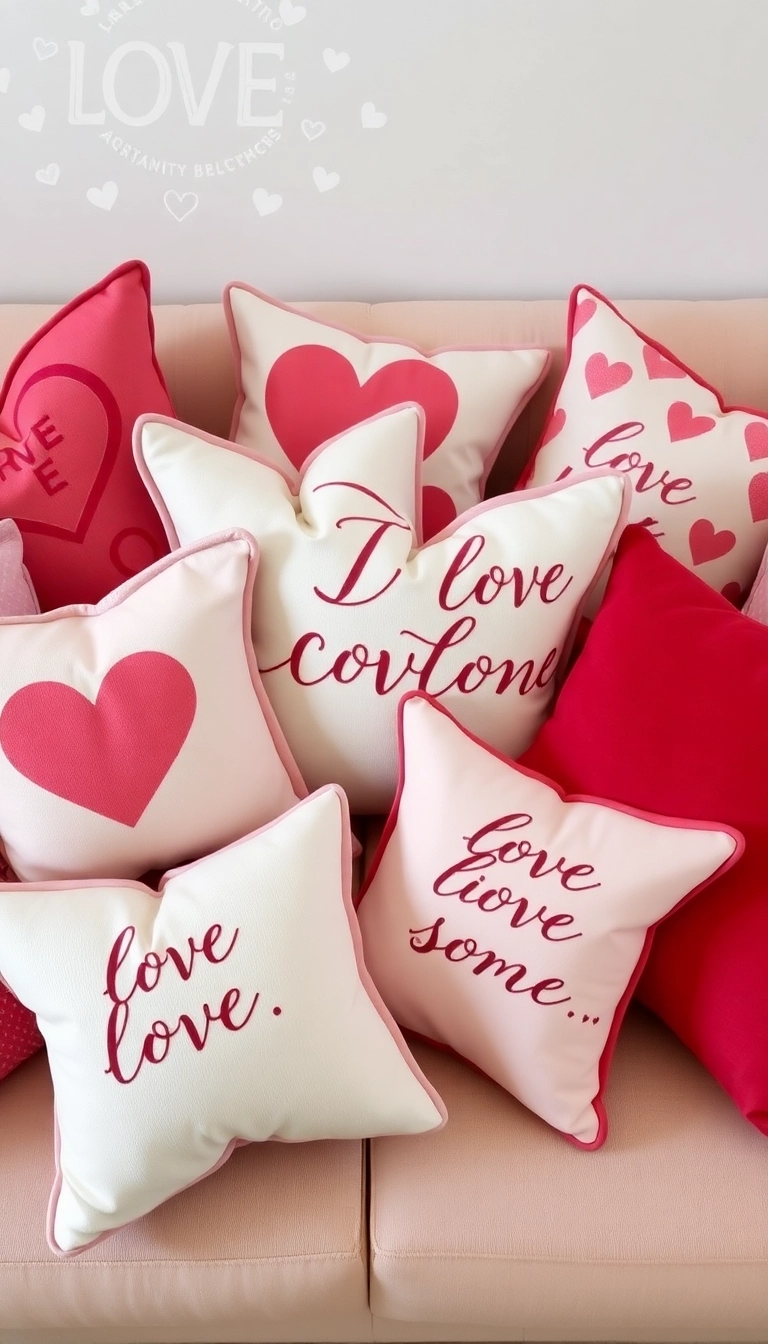 20 Stunning Valentine's Day Aesthetic Ideas That Will Transform Your Home into a Love Nest! - 6. Love-themed Pillows