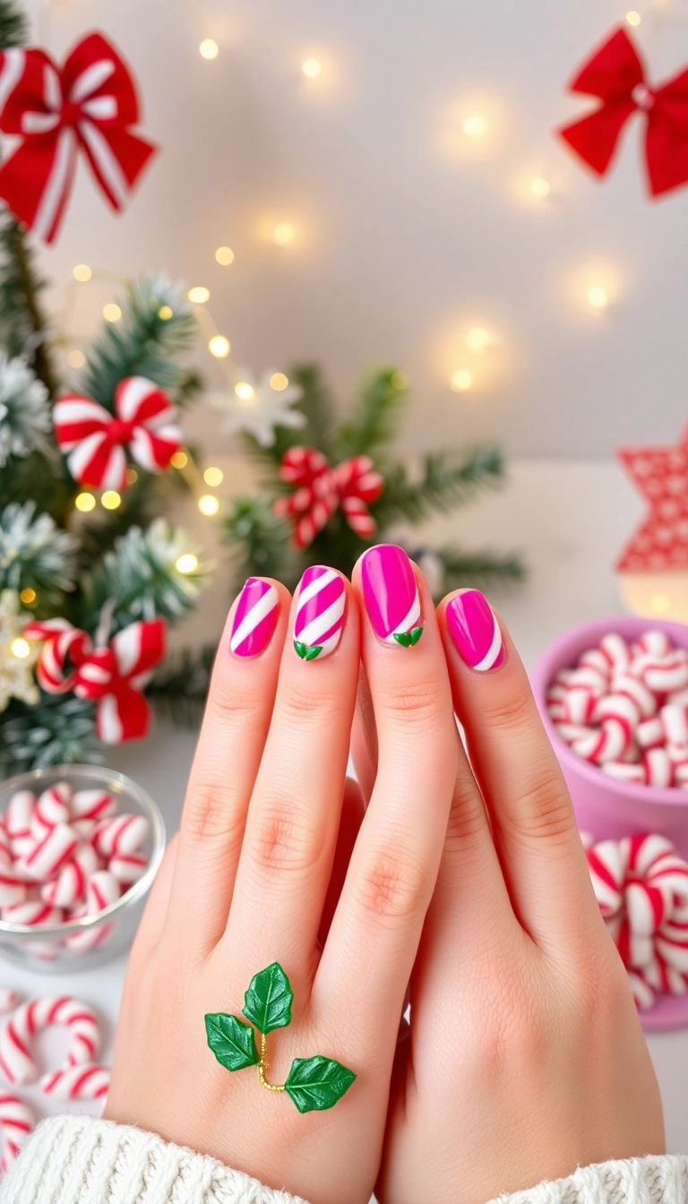 15 Festive Pink Christmas Nails You Need to Try This Holiday Season! - 2. Sweet Candy Cane Stripes