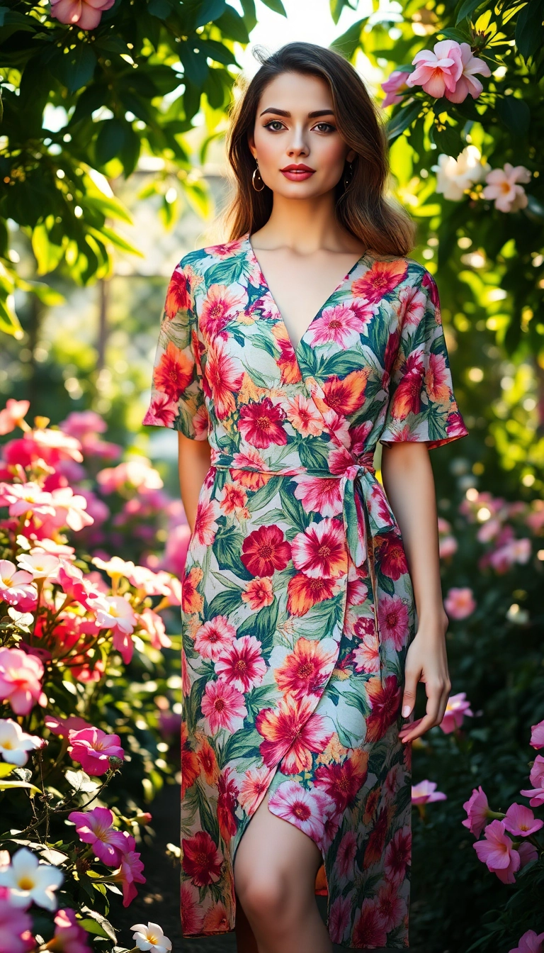 14 Casual Dresses to Impress on Your Daily Outings (Effortless Style Awaits!) - 1. Floral Wrap Dress: Feminine and Flattering