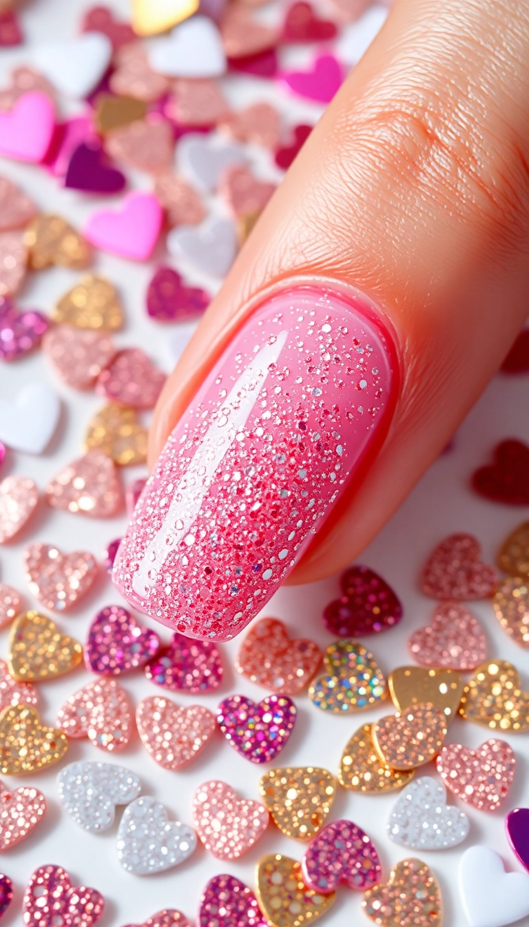 22 Adorable Valentine's Nail Designs That Will Make You Fall in Love! (You Won't Believe #15!) - 7. Glittering Love