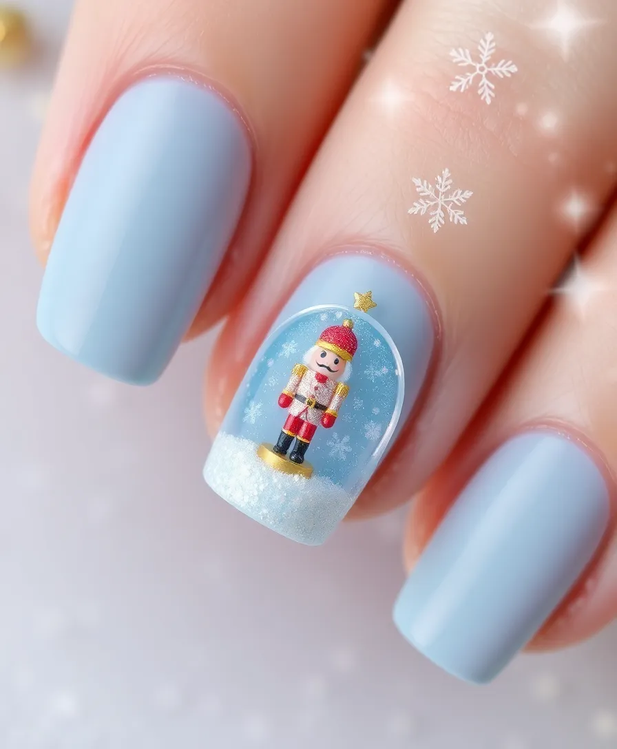 18 Jaw-Dropping Nutcracker Nails Ideas You Need to Try This Winter (You Won't Believe #7!) - 10. Nutcracker and Snow Globe