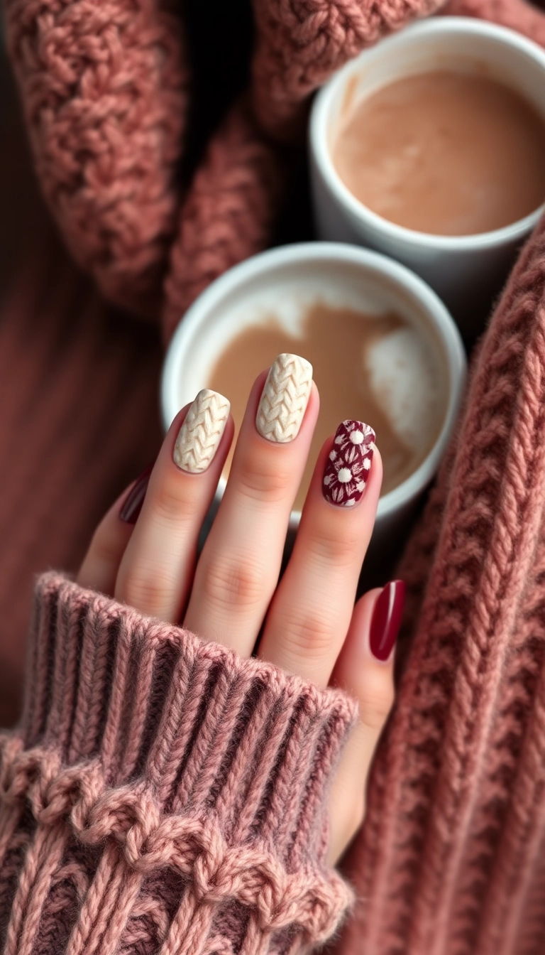 20 Fun Winter Nail Designs That Will Make You Want to Show Off Your Hands! - 2. Cozy Sweater Knits