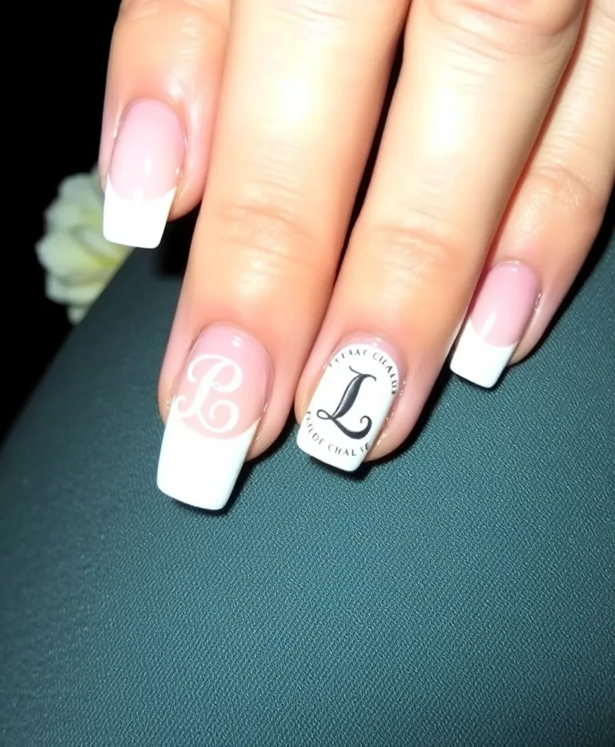 20 Trendy Valentine's Nails with Initials You Need to Try This Year! - 19. Classic French Tips with Initials