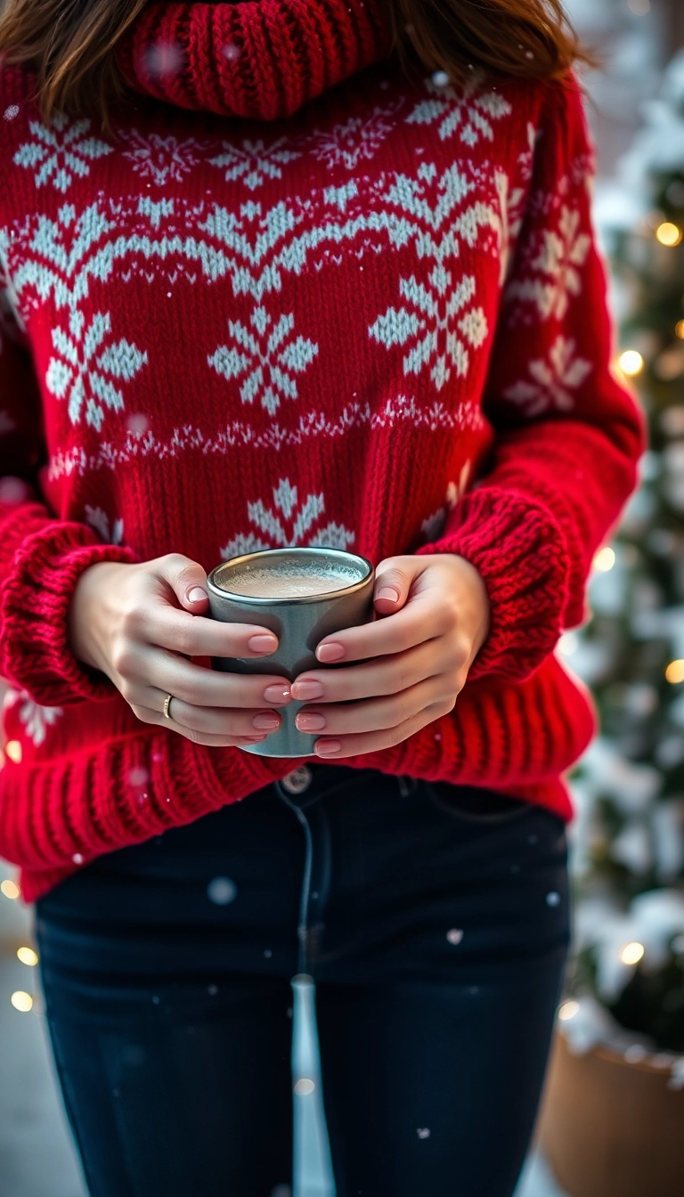 12 Casual Christmas Outfits That Are Both Comfortable and Adorably Stylish! - 1. Classic Red Sweater and Jeans