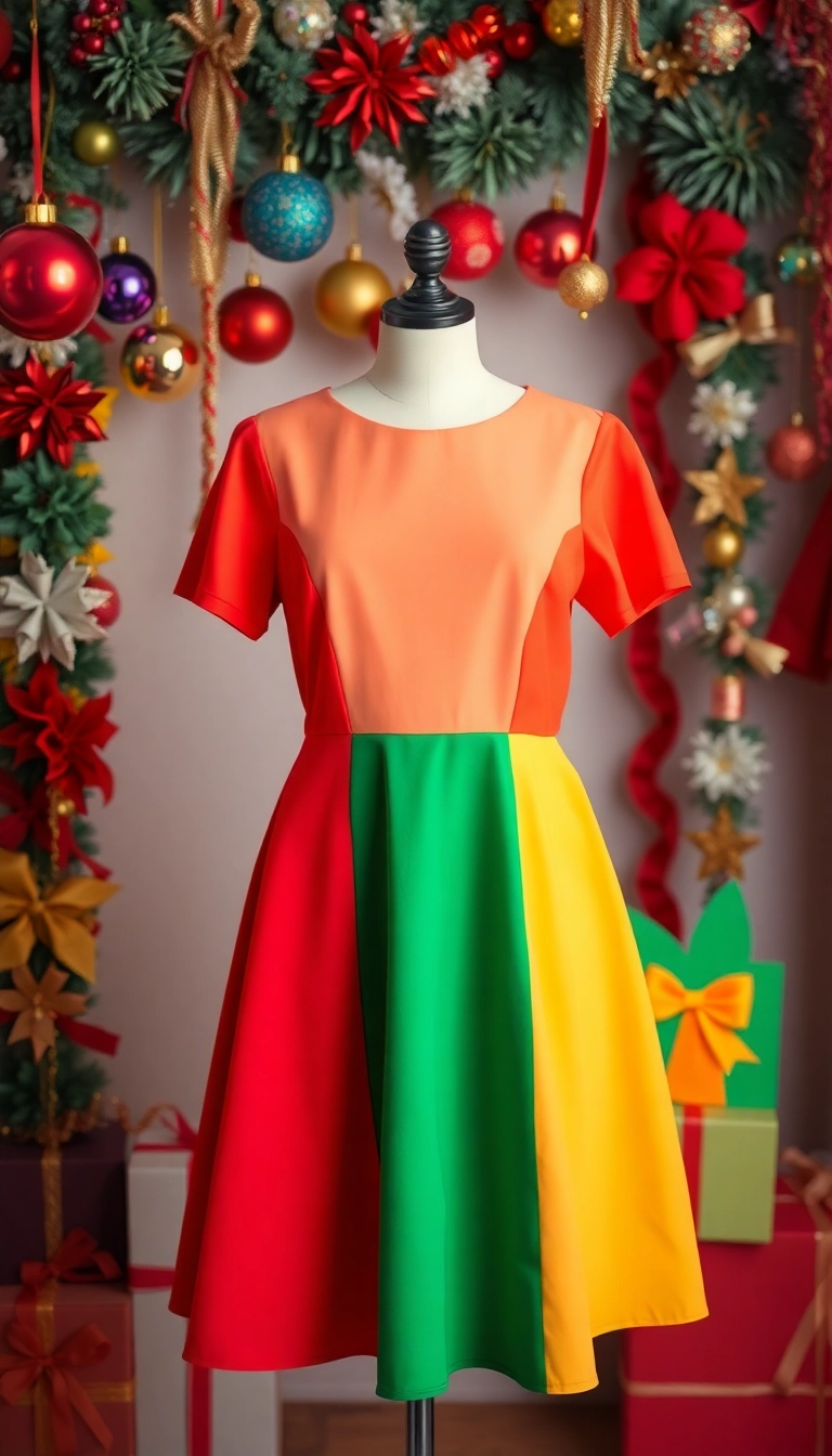 10 Stunning Christmas Party Dresses That Will Turn Heads This Holiday Season! - 9. Statement Color-Blocked Dress