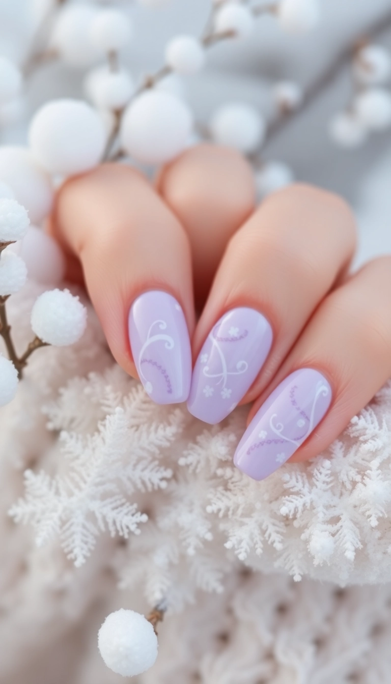 12 Winter Almond Nail Designs You Won't Believe Are So Easy to Create! - 6. Icy Lavender Swirls