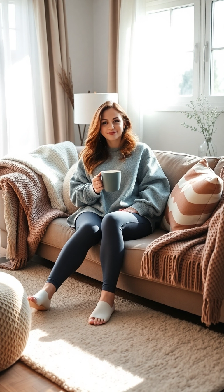 21 Casual Winter Leggings Outfits to Keep You Warm and Fabulous on Chill Days! - 11. Comfy Loungewear Set