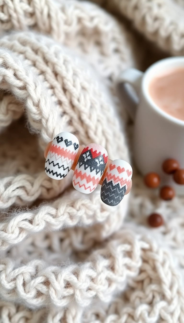 12 Winter Almond Nail Designs You Won't Believe Are So Easy to Create! - 10. Cozy Sweater Pattern