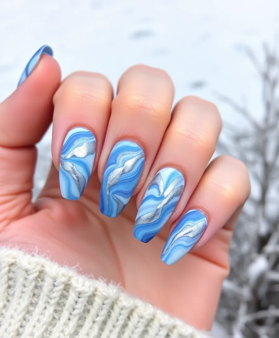 21 Festive Winter Nails 2024 Styles That Will Light Up Your Holiday Season! - 19. Holiday Marbling