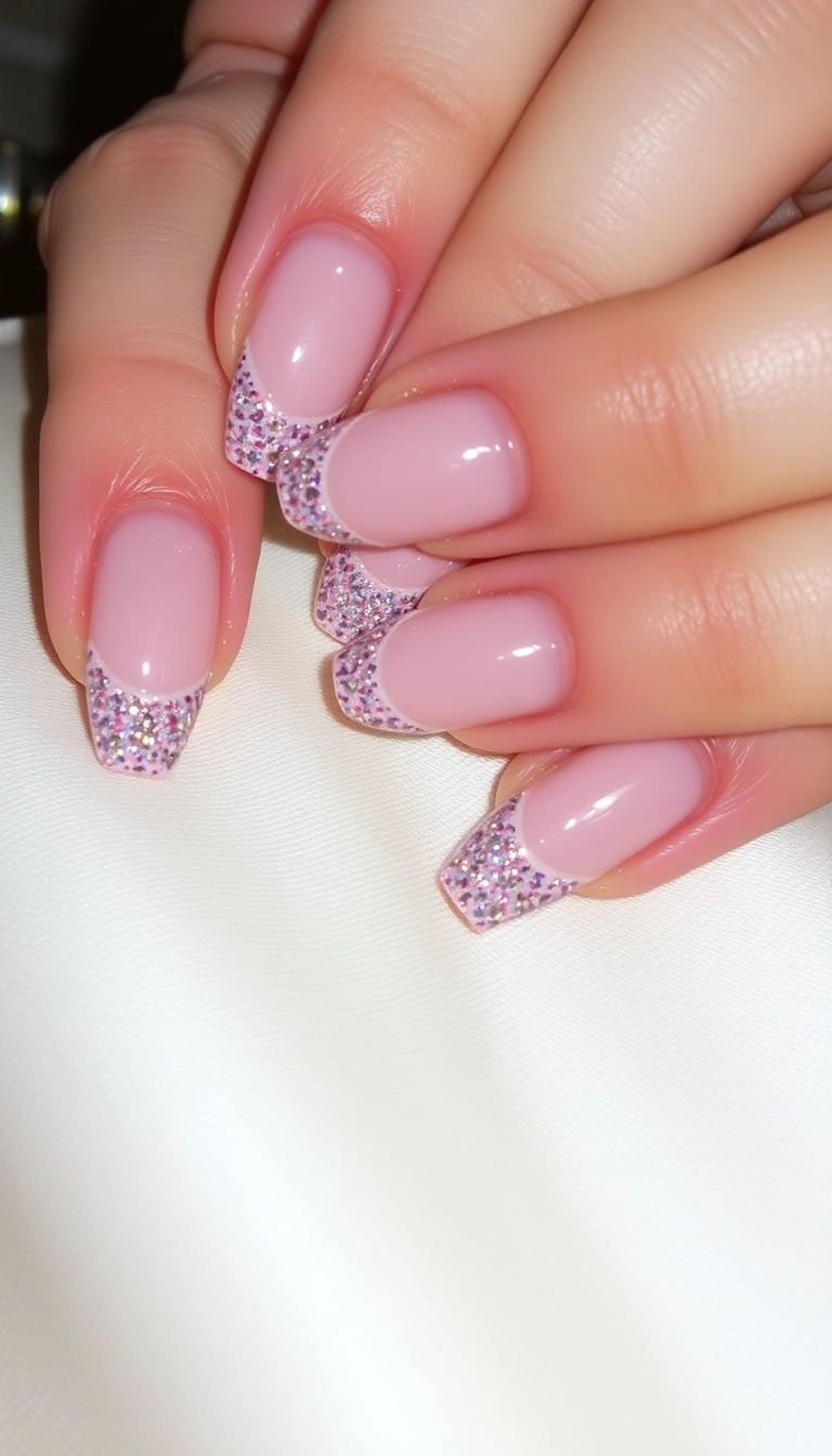 21 DIY Pink Winter Nails That Are So Easy, You'll Want to Try Them All (Don't Miss #8!) - 5. Glittery Pink Tips