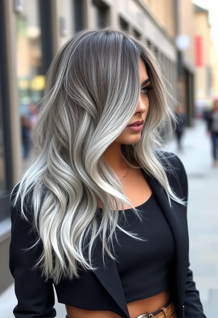 22 Wavy Hair Color Trends You Need to Try This Year (Trust Us, #8 Will Blow Your Mind!) - 7. Silver Ombre Elegance