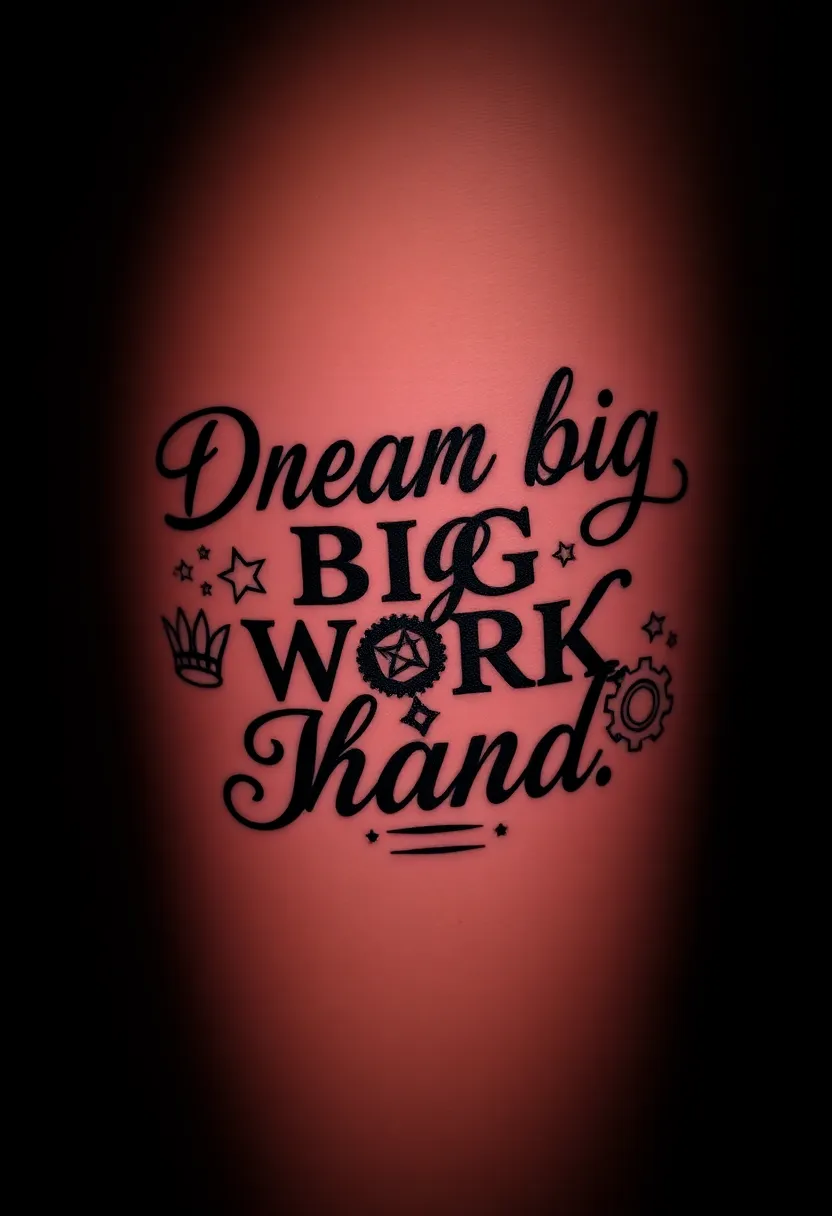 21 Empowering Tattoo Quotes for Women That'll Inspire Your Soul (You Won't Believe #10!) - 14. 'Dream big, work hard.'