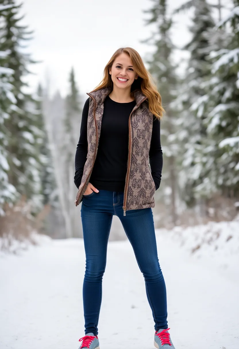 15 Cozy Winter Casual Outfits That'll Make You Want to Stay in Bed All Day! - 7. Puffer Vest & Long Sleeve Tee