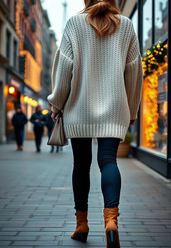 15 Cute Casual Winter Looks That Will Keep You Warm and Stylish All Season! - 1. Oversized Knit Sweater with Skinny Jeans