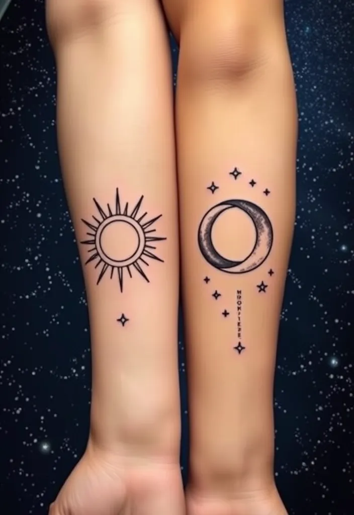 25 Matching Couple Tattoos That Will Make You Say 'Aww!' (You Won't Believe #10!) - 7. Celestial Bodies