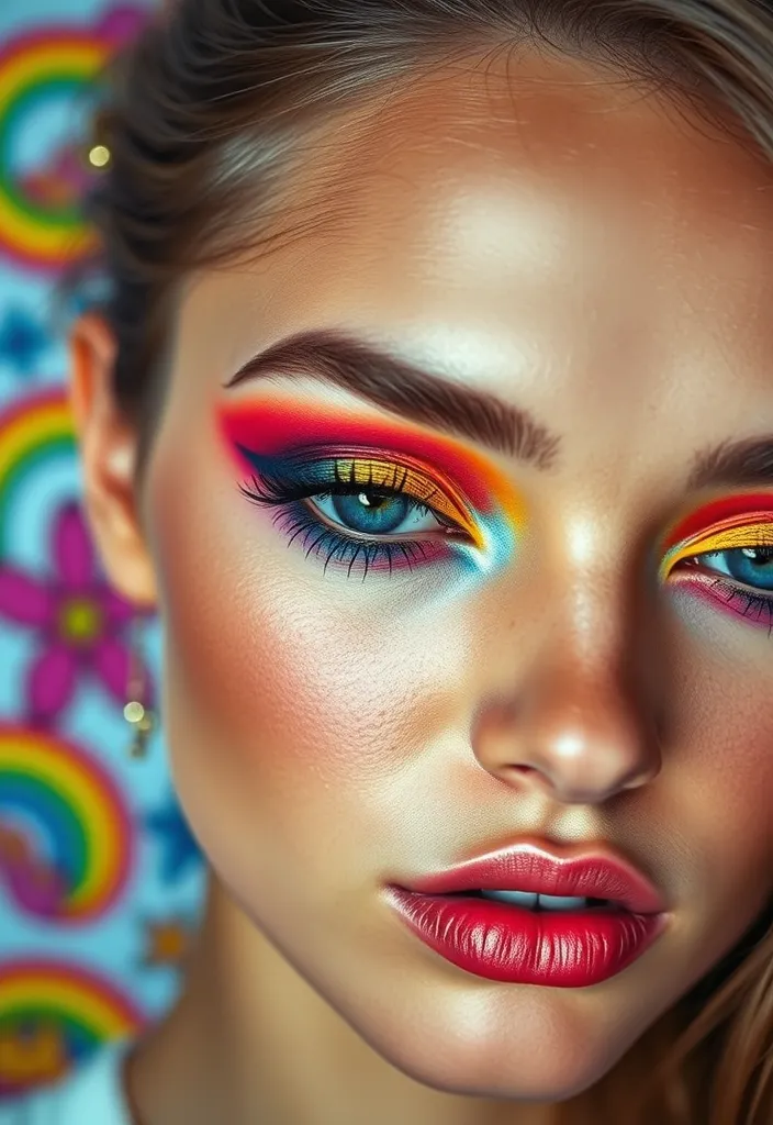 15 Stunning Eye Makeup Looks for Brown Eyes That Will Leave Everyone Speechless! - 10. Rainbow Delight