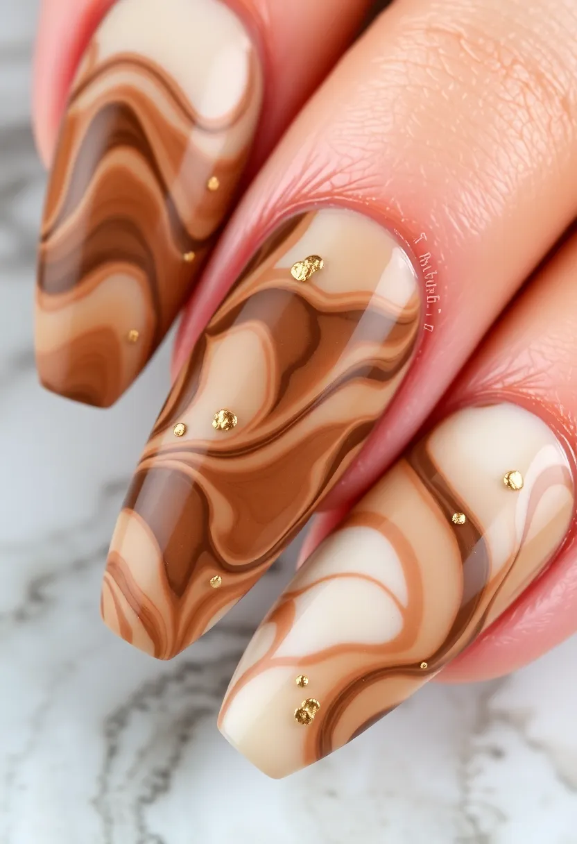 20 Stunning Brown Nails Designs That Will Make You Rethink Your Manicure! - 2. Brown Marble Effect