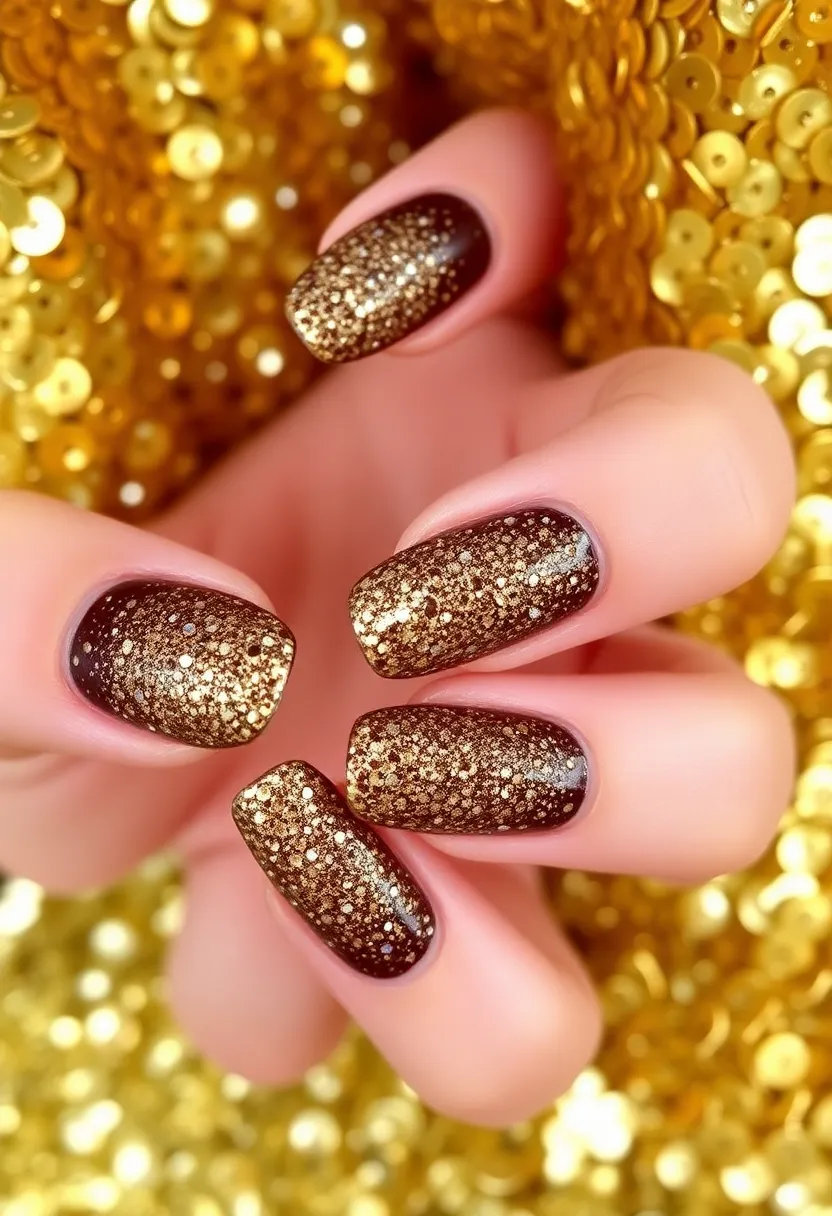 20 Stunning Brown Nails Designs That Will Make You Rethink Your Manicure! - 12. Brown Gradient Glitter