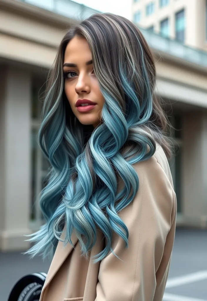 22 Wavy Hair Color Trends You Need to Try This Year (Trust Us, #8 Will Blow Your Mind!) - 19. Icy Blue Highlights