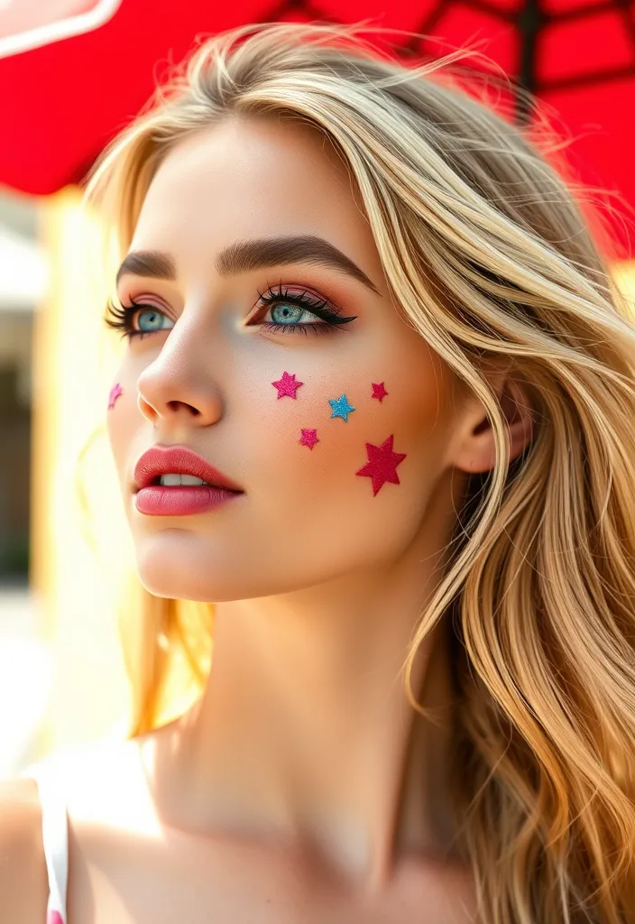 10 New Wave Makeup Looks That Will Make You Stand Out and Turn Heads! - 7. Colorful Freckles and Bold Eyeshadow