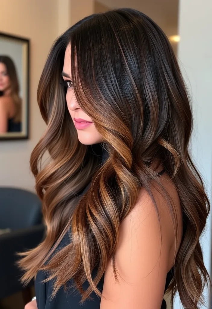 22 Wavy Hair Color Trends You Need to Try This Year (Trust Us, #8 Will Blow Your Mind!) - 16. Dark Chocolate with Caramel Ombre