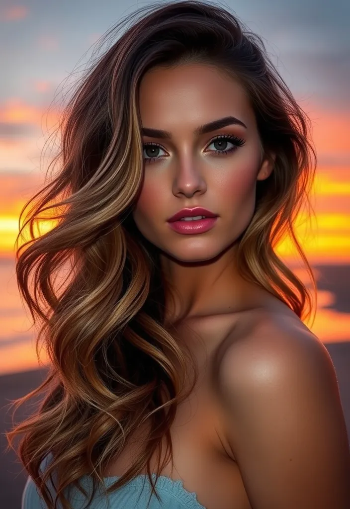 22 Wavy Hair Color Trends You Need to Try This Year (Trust Us, #8 Will Blow Your Mind!) - 20. Blended Sunset Waves