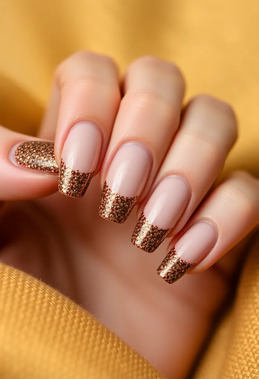 20 Stunning Brown Nails Designs That Will Make You Rethink Your Manicure! - 16. Brown Sparkle Tips