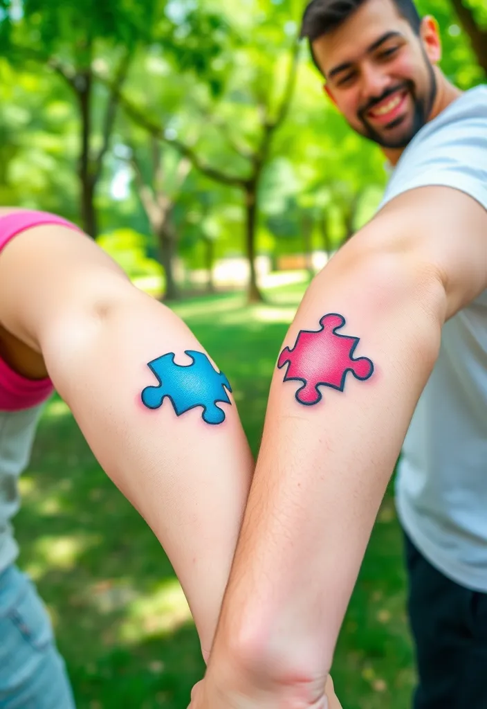 25 Matching Couple Tattoos That Will Make You Say 'Aww!' (You Won't Believe #10!) - 2. Puzzle Pieces