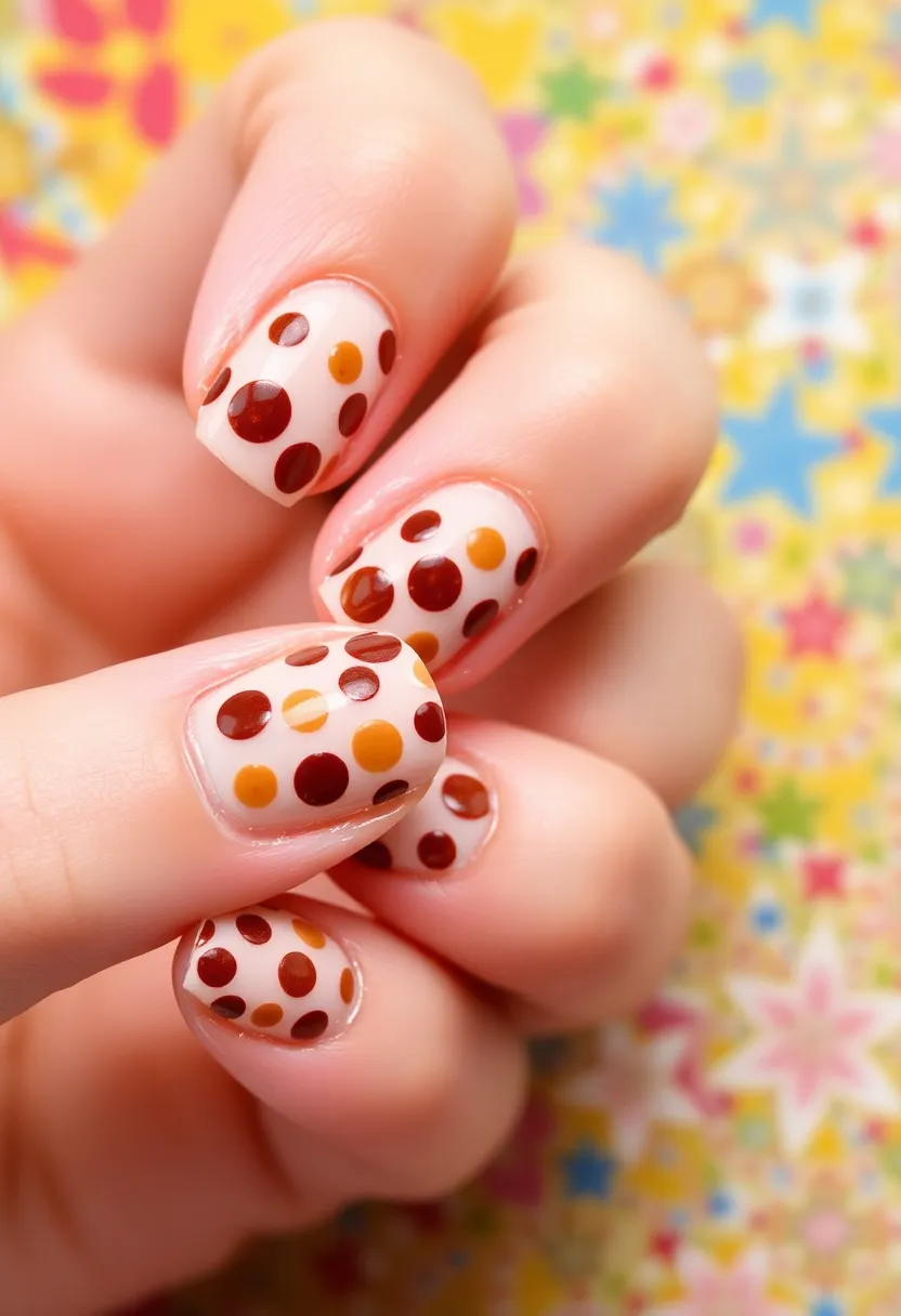 20 Stunning Brown Nails Designs That Will Make You Rethink Your Manicure! - 18. Brown Dotted Nails