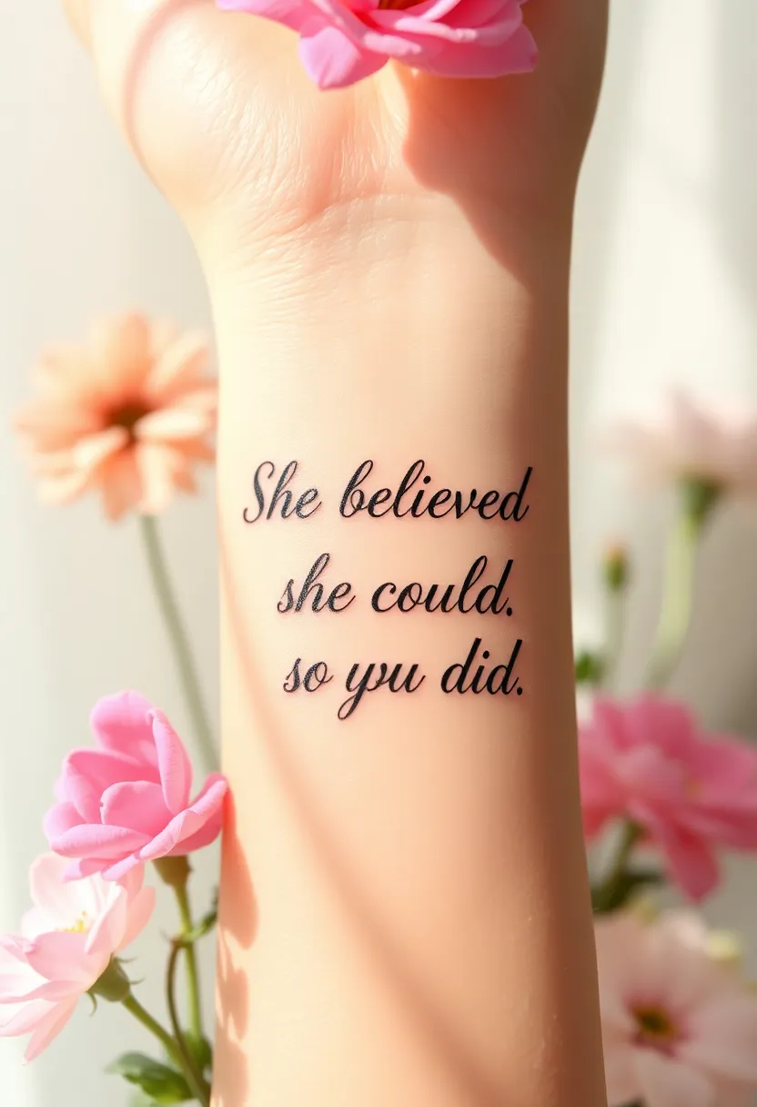 21 Empowering Tattoo Quotes for Women That'll Inspire Your Soul (You Won't Believe #10!) - 1. 'She believed she could, so she did.'