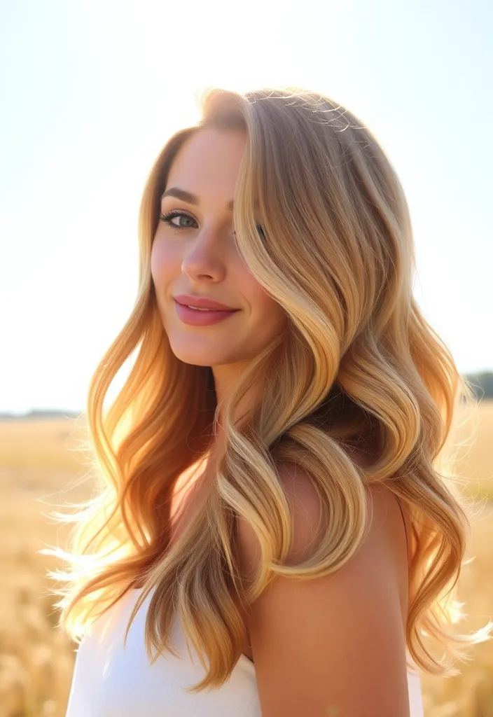 22 Wavy Hair Color Trends You Need to Try This Year (Trust Us, #8 Will Blow Your Mind!) - 12. Sun-Kissed Strawberry Blonde