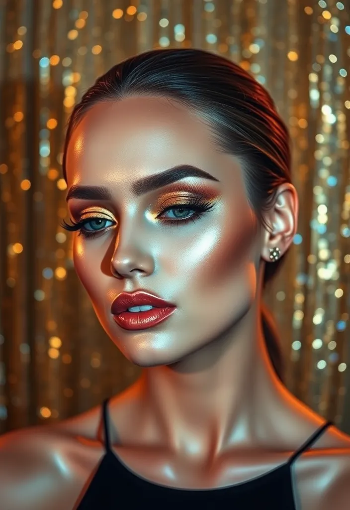 10 New Wave Makeup Looks That Will Make You Stand Out and Turn Heads! - 4. Bold Metallics and Flawless Skin