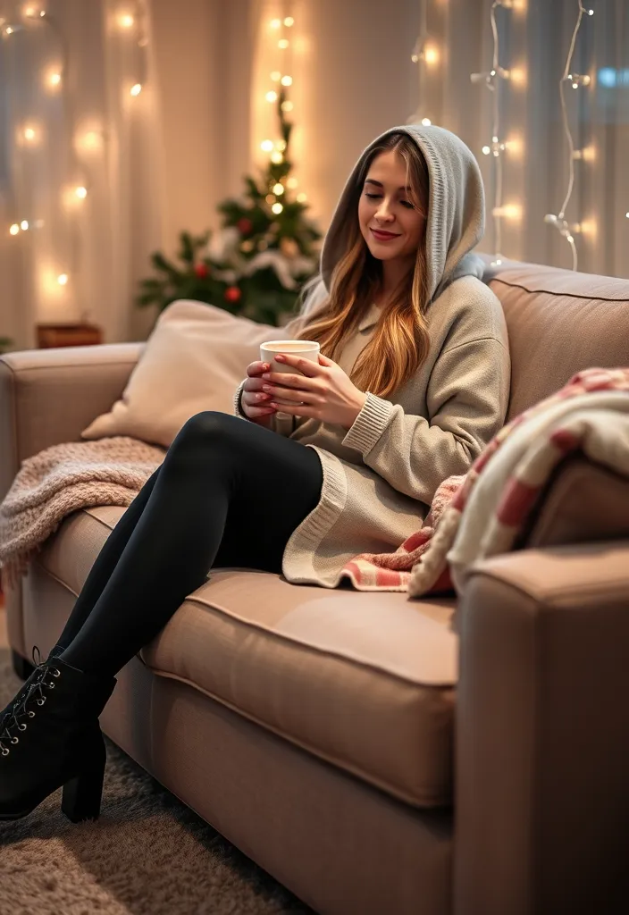 15 Cute Casual Winter Looks That Will Keep You Warm and Stylish All Season! - 7. Cozy Hoodie Dress with Leggings