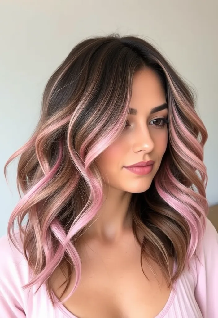 22 Wavy Hair Color Trends You Need to Try This Year (Trust Us, #8 Will Blow Your Mind!) - 15. Frosted Pink Highlights