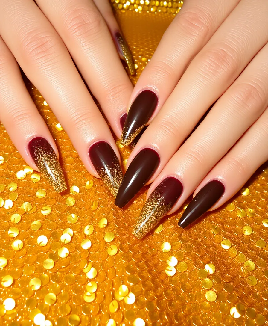 20 Stunning Brown Nails Designs That Will Make You Rethink Your Manicure! - 4. Brown and Gold Glitter