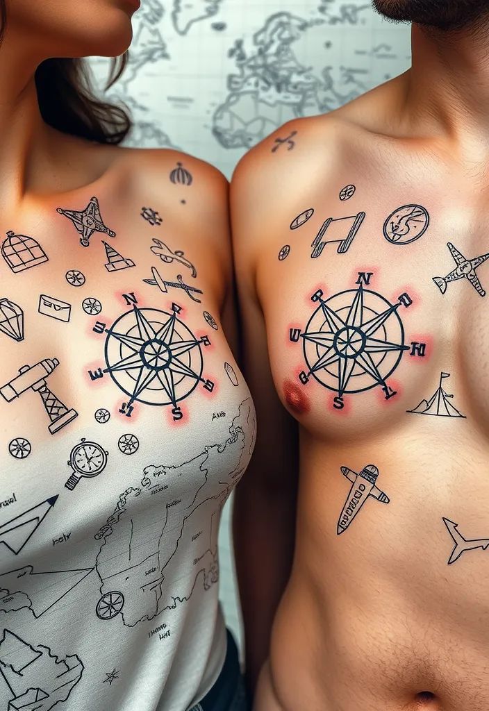 25 Matching Couple Tattoos That Will Make You Say 'Aww!' (You Won't Believe #10!) - 12. Compasses