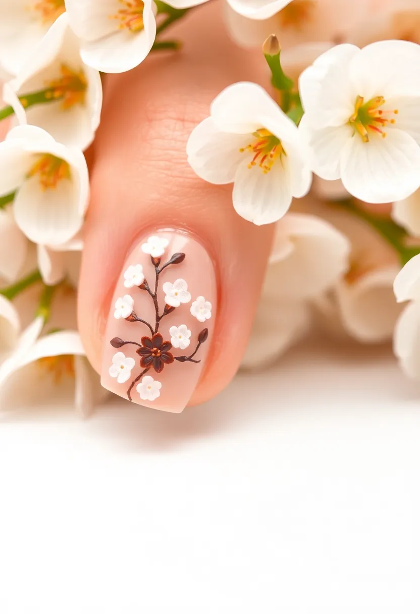 20 Stunning Brown Nails Designs That Will Make You Rethink Your Manicure! - 6. Floral Brown Nail Art